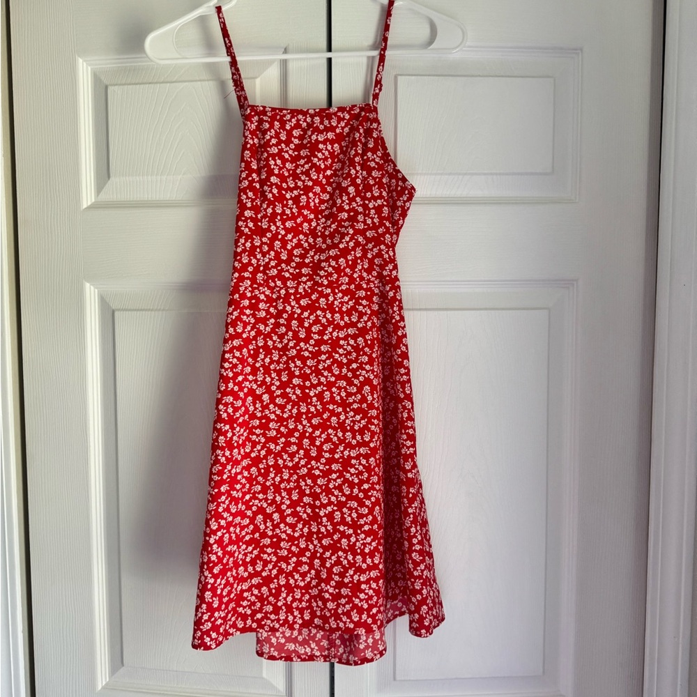 Red floral dress